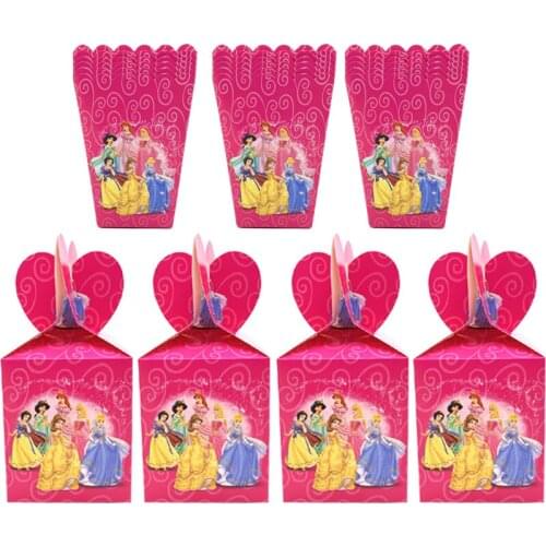 Disney Belle Princess Party Supplies Candy+popcorn Box Baby Shower Birthday Party Decor Cartoon Kids Birthday Paper Gift Boxes