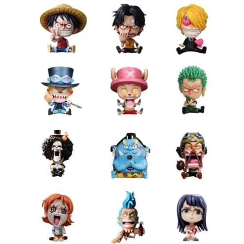 FigureCrazy Cute Sitting Zoro Luffy Sanji Robin Nami Brook Ace RANKY Usopp Chopper Childhood PVC Action Figures Lovely Collect