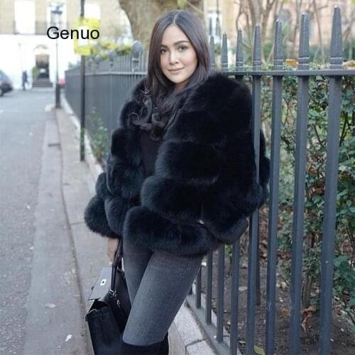 Genuo Blue Fur Coats