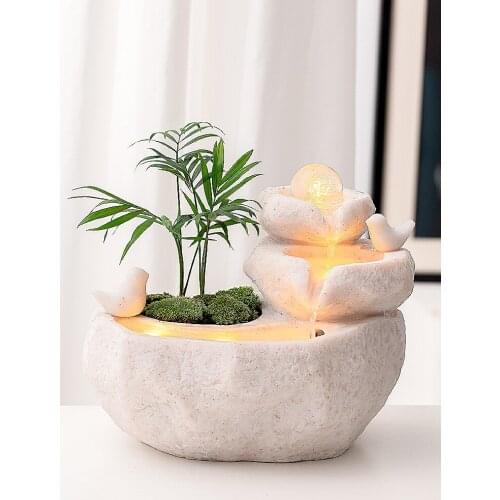 The flow of water geomantic Landscape plants Creative design Rockery fountain Three layers rockery Desktop furnishing articles