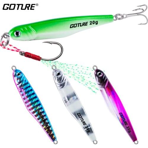 Goture 1PC Micro Metal Jig Cast Spoon Lure 15g 20g 30g Shore Slow Jigging Hard Artificial Bait Sea Bass Fishing Lure