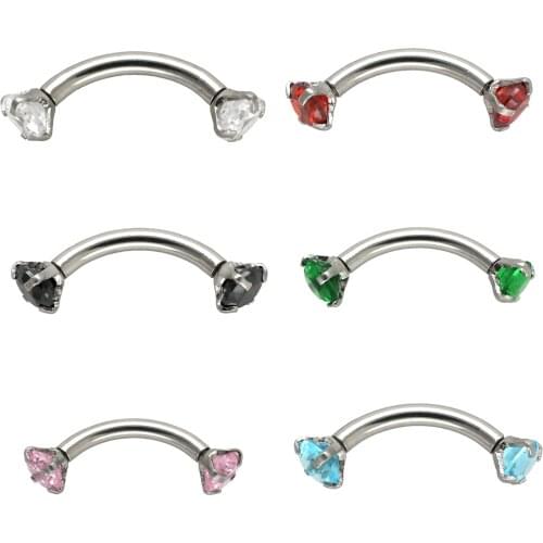 JHJT 16G Curved Barbells Eyebrow Piercing Tragus Bar Body Jewelry Stainless Steel Helix Piercing Ring