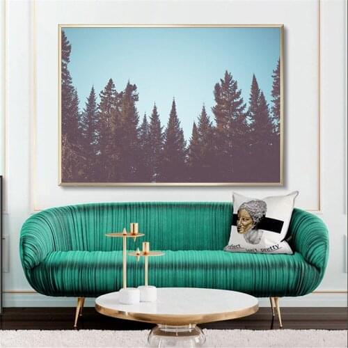 Landscape Painting Wall Art Retro Forest Poster Vintage Cloud Mist Canvas Home Decoration Wall Pictures for Living Room