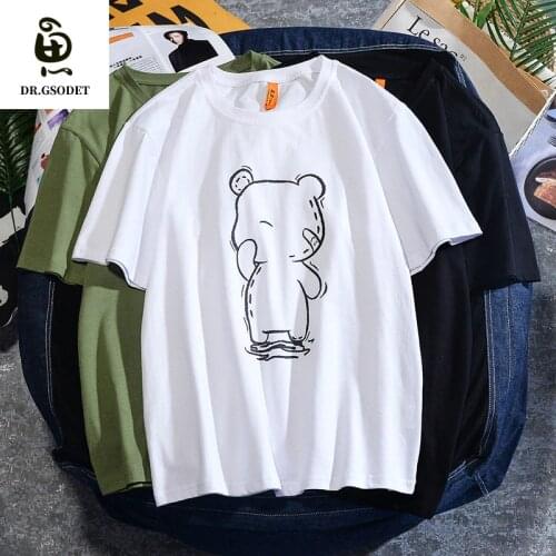 GSODET Summer T-Shirt Couple Cotton Large Size Street O-Neck Casual Personalized Printing Men and Women Short-Sleeved Tops