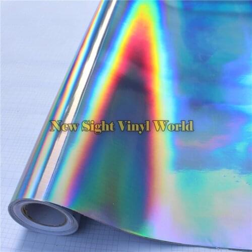 Best Quality 3 Layers Rainbow Chrome Silver Holographic Vinyl Wrap Decal Bubble Free For Car Wrapping
