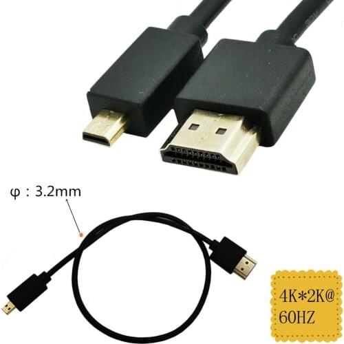 Micro-HDMI to A-HDMI Cable 1080P 3D HDMI-compatible 2.0 Version Gold Plated Male to Male For Tablet HDTV Projector 30cm60cm100cm