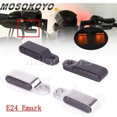 Cafe Racer E24 Mini LED Turn Signal Light Mirrors Mount Clutch Lever Indicator Blinker Flasher for Harley Sportster Dyna Softail