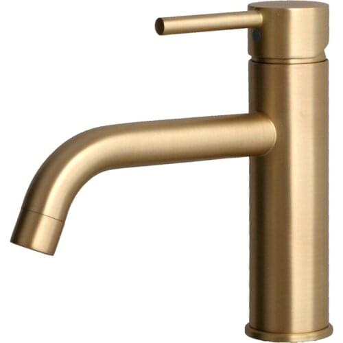 MTTUZK 304 Stainless Steel Brushed Gold Bathroom Basin Faucet Cold Hot Mixer Tap Deck Mounted Long Mouth Sink Faucet Crane