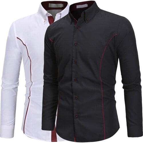 New Mens Self-cultivation and Tailoring Personality Trimming Mens Casual Long Sleeve Shirt Luxury Classic Suit