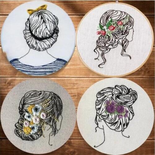 15x15cm Character series European embroidery kit simple three-dimensional embroidery Ribbon kit embroidery needlework