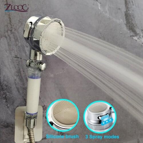 Zloog High Pressure Massage Spa Shower Head 3 Modes Purified Water Cotton Element Skin Care Filter Shower Head with Stop Switch