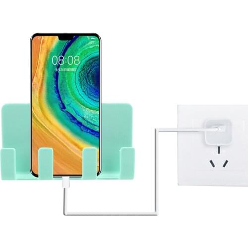 Wall Cell Phone Charging Holder 4 Hook Mobile Phone Bracket Universal Toothbrush Rack Home Storage