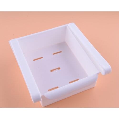 New White Plastic Refrigerator Fridge Space Saver Storage Organizer Box Holder Shelf Rack