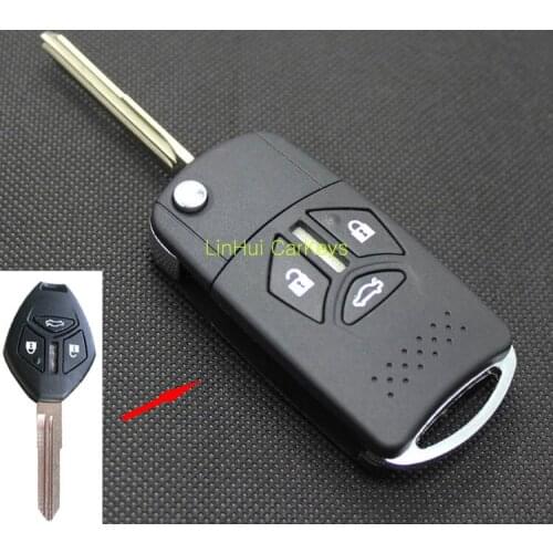 PINECONE for MITSUBISHI ECLIPSE 3 Buttons Uncut Blade Modified Remote Blank Keys ABS Shell Brass Blade 1 PC