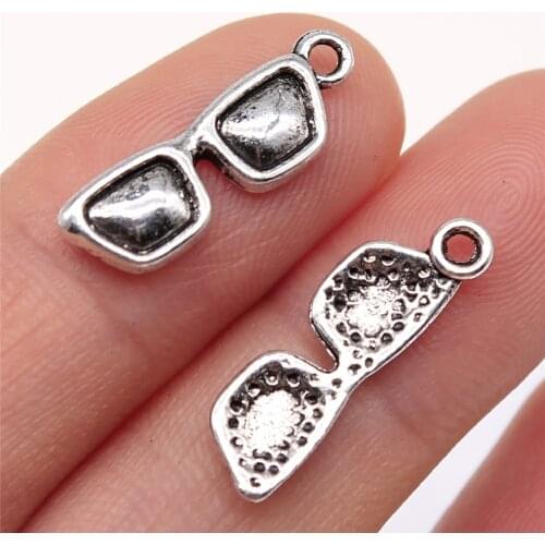 Tristana 20pcs 21x7mm Antique Silver Color Glasses Charms Pendant For Jewelry Making