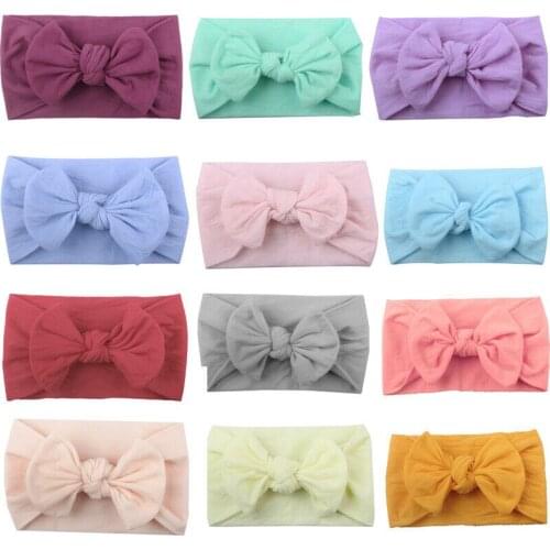 Newborn Baby Kids Headbands Head Wrap Rabbit Bow Knot Turban Headdress Solid Lovely Hair Accessories for Babe Girls Boys 0-2Y