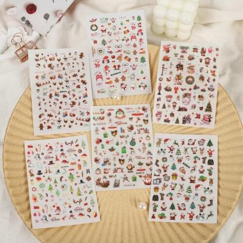 Christmas Pattern Nail Art Sticker Self Adhesive Transfer Decal 3D Slider DIY Tips Nail Art Decorations Manicure Package