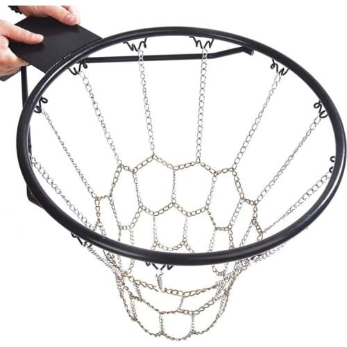 Chain Basket Net Basketball Tennis Bag Sports Heavy Duty Galvanized Steel Chain Basketball Goal Net Durable Standard Hoop