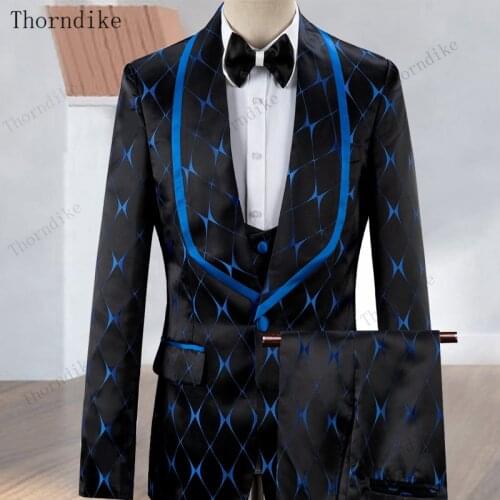 Thorndike Custom Made Groom Tuxedos Shawl Groomsmen One Button Wedding/Prom/Dinner Best Man Suits( Jacket+Pants+Vest) T1253