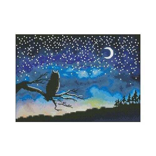 Owl at night Counted Cross Stitch 11CT 14CT 18CT DIY Chinese Cross Stitch Kits Embroidery Needlework Sets