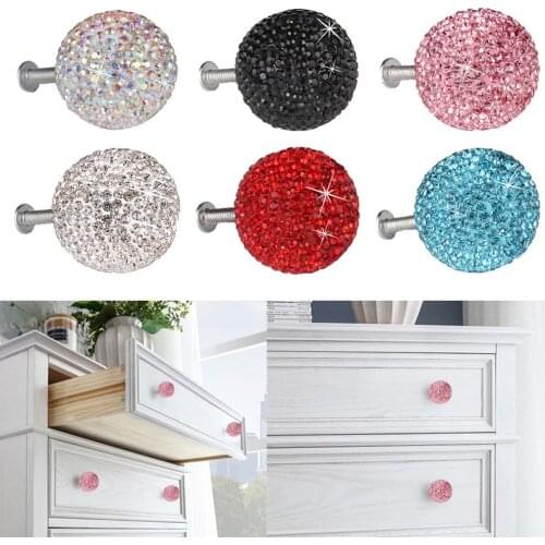 Stylish Ball Design Rhinestones Knobs Home Cupboard Drawer Pull Kitchen Cabinet Door Wardrobe Handles Furniture Pull Handle