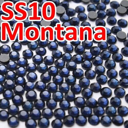 Rushed DMC Glass Hot Fix Rhinestone,Color montana,Size ss10(2.7-2.9mm) 1440pcs/bag/lot ,Flat back with glue