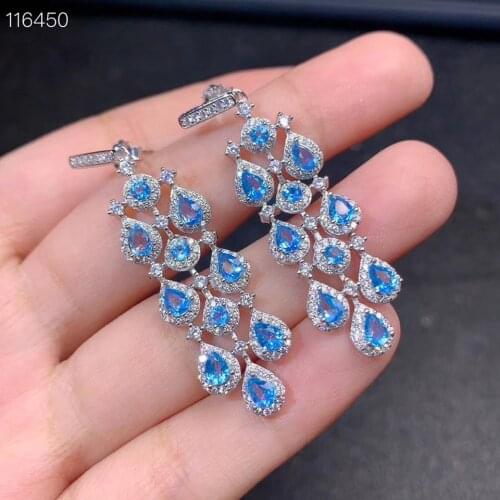 Super luxury Topaz Earrings ladies party birthday gift 925 Sterling Silver
