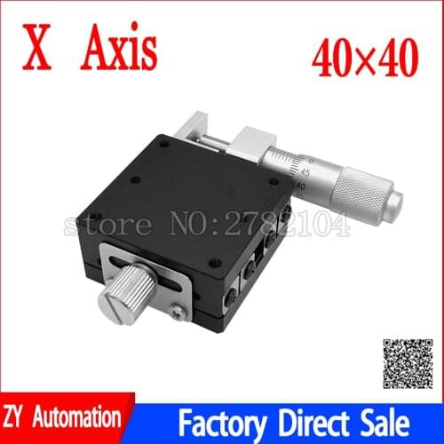 X Axis 40*40mm Knob Micrometer Sliding stage Guide Rail Type Platform Manual Displacement Sliding Table LGX40-R X40-C X40-L