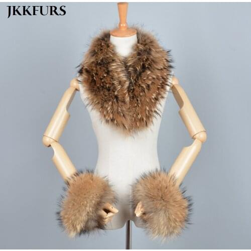 Womens Real Fox Fur / Raccoon Fur Collar Cuffs Winter Thick Warm Genuine Fur Fashion Magnetic Scarf Top Quality S7245