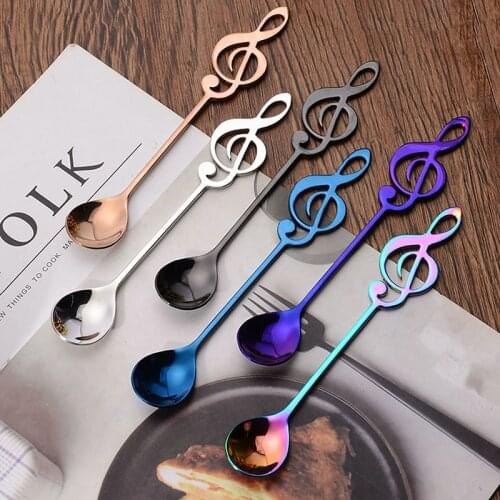 1pc Stainless Steel Music Note Coffee Spoon Mini Stirring Coffee Scoops Multicolors For Afternoon Tea Coffee Drinkware Mug spoon