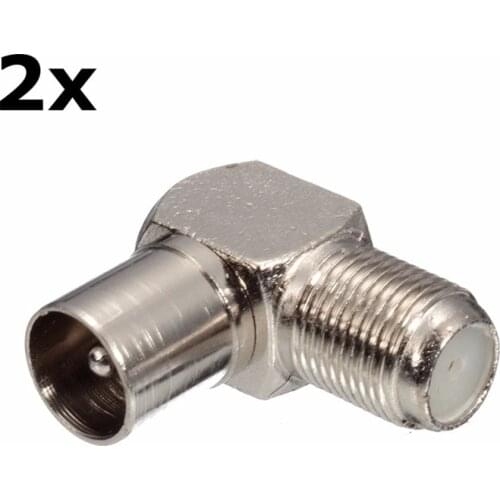 2Pcs/set 90 Degree Right Angled TV Aerial Cable Connector RF Coaxial F Female to TV Male Plug to Female Socket