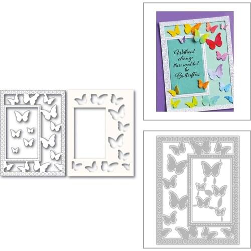 2020 New Rectangle Frame Animal Butterfly Background Embossing Metal Cutting Dies For Album Card Scrapbooking Making No Stamps