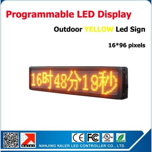 41''x9'' Yellow LED Sign Scrolling Moving Message Display Aluminum Frame Waterproof Led Sign for Advertising USB Input