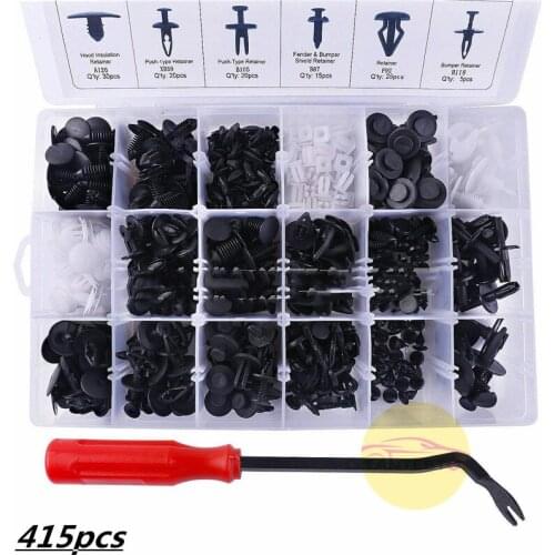415PCS Auto Fastener Car Universal Clip Bumper Fixed Clamp Push Type Clip For Automobile Series Fastener 18 Size