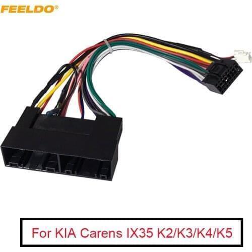 FEELDO 5Pcs Car Radio Audio 16PIN Wiring Harness Adaptor For KIA Carens IX35 K2/K3/K4/K5 Power Calbe Wire Plug Harness