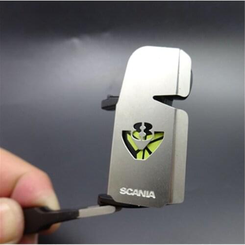 V8 Logo Stainless Steel Rc Car Rearview Mirror Fit For Tamiya 1/14 RC Tractor Trailer Scania R470 R620 R730 56323 Model Truck