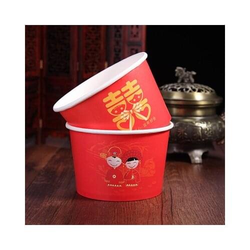 Free shipping 40pcs/lot thicking Chinese style paper cup wedding disposable paper bowl wedding supplies