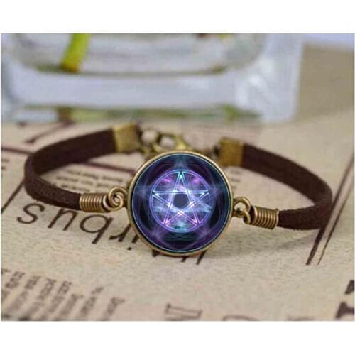 Handmade Magic Circle Space Moon Star Ouija Wicca Gypsy Pentagram Witch Anime Steampunk Statement bracelet Best Xmas Gift Bangle