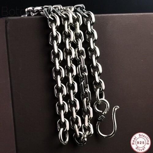 Solid Pure S925 Sterling Silver Necklaces For Men And Women Personality Rough Design Vintage Chockers Link Chain Punk Jewellery