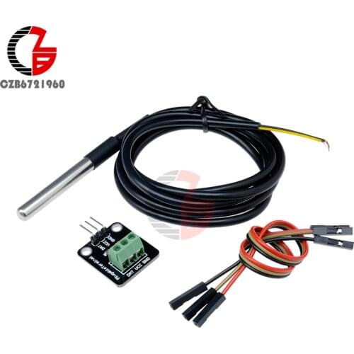DS18B20 Temperature Sensor Probe + Adapter Board + Dupont Cable DIY Kit