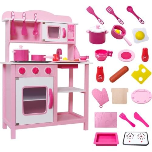Wooden Childrens Kitchen Play House Toy Simulation Cooking Infant Boy Girls Play House Birthday Gift