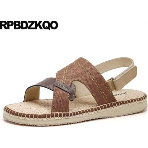 Designer Shoes Mens Sandals 2018 Summer Outdoor Fisherman Flat Casual Fashion Strap Open Toe Espadrilles Brown Japanese Rope
