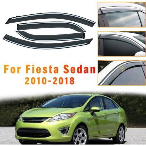Ford Fiesta Sedan 2010-2014 2015 2016 2017 2018 ABS Car Smoke Window Sun Rain exterior visor Deflector Guard Styling Accessories