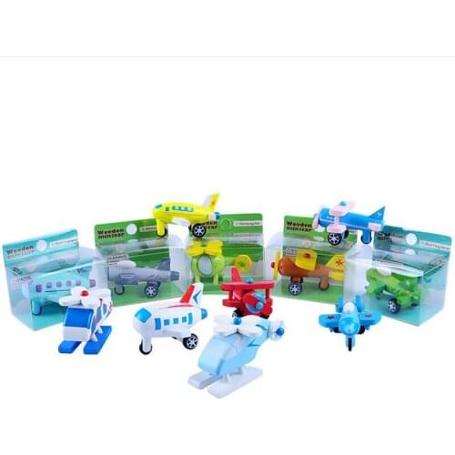Interesting Wooden Movable Small Aircraft Helicopters Toys Craft Decoration Twelve Piece Combination Plane Model Toys Wooden Toy