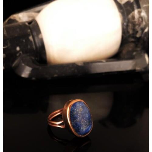 Dr Stone Natural Stone Women Lapis Lazuli Stone Rose Gold Plated Ring KRB373