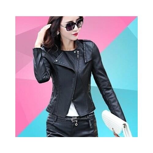 Motorcycle PU Leather Jacket for Women New Autumn Coat Female Black Zipper Womens' Spring Jackets Outerwear chaqueta mujer YQ181
