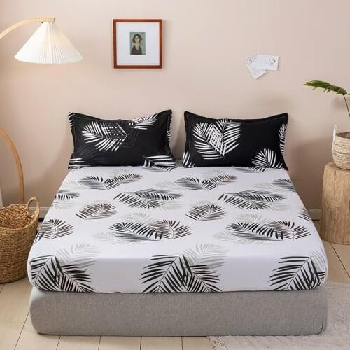 Printed Fitted Sheet Mattress Cover Non-slip Bed Sheet All-around Elastic Band Fitted Sheet Dustproof Bed Sheet Home Textile