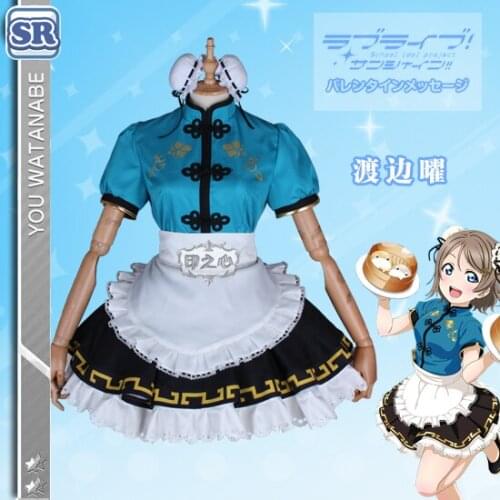 Anime Clothes Love Live Sunshine Cosplay Costume Watanabe You Chinese dress cheongsam Unwakened Skirt halloween costume A