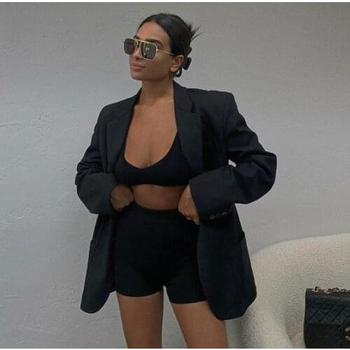 Sexy V-Neck Backless Womens Pajamas Rib Knit Homewear Suits with Shorts Women Sets New Strap Vest Top Solid 2 Pcs Set Female