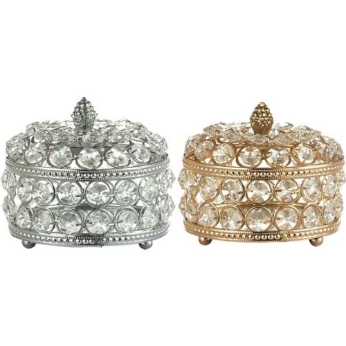 Crystal Retro Jewelry Storage Box Necklace Earrings Cosmetics Case Jewelry Organizer Display Jewelry Box Storage